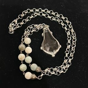 Jamie Dietrich Faceted Chandelier Crystal Teardrop Pendant Silver Necklace